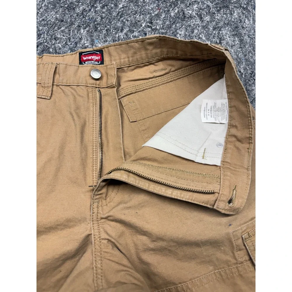Wrangler‎ Workwear Mens 34x32 Tan Ripstop Cargo Pants Hammer Loop 10WMWR1RH